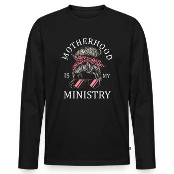 Mutterschaft ist mein Dienst - Männer Premium Bio Langarmshirt - Schwarz - Vorne - Nico (187cm)