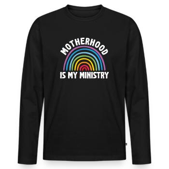 Mutterschaft ist mein Dienst - Männer Premium Bio Langarmshirt - Schwarz - Vorne - Nico (187cm)