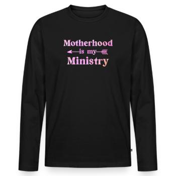 Mutterschaft ist mein Dienst - Männer Premium Bio Langarmshirt - Schwarz - Vorne - Nico (187cm)