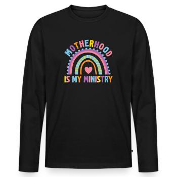 Mutterschaft ist mein Dienst - Männer Premium Bio Langarmshirt - Schwarz - Vorne - Nico (187cm)