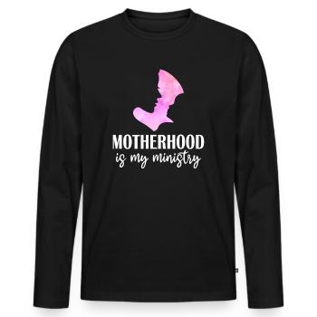 Mutterschaft ist mein Dienst - Männer Premium Bio Langarmshirt - Schwarz - Vorne - Nico (187cm)