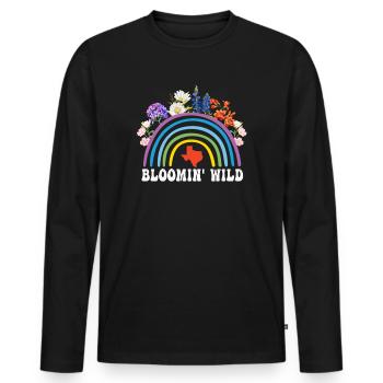 Wildflower Fields Wildflowers Bluebonnet - Men's Premium Organic Long Sleeve Shirt - black - Front - Nico (187cm)