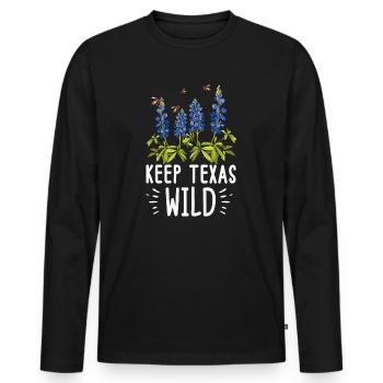 Wildflower Fields Wildflowers Bluebonnet - Men's Premium Organic Long Sleeve Shirt - black - Front - Nico (187cm)