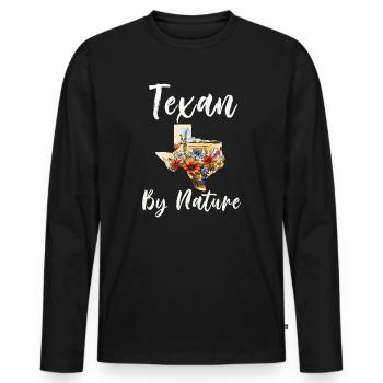 Wildflower Fields Wildflowers Bluebonnet - Men's Premium Organic Long Sleeve Shirt - black - Front - Nico (187cm)
