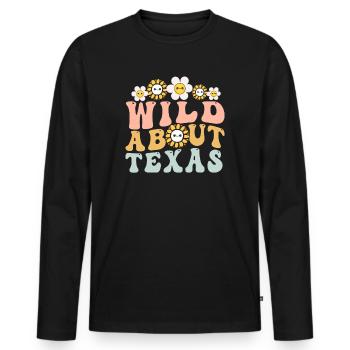 Wildflower Fields Wildflowers Bluebonnet - Men's Premium Organic Long Sleeve Shirt - black - Front - Nico (187cm)