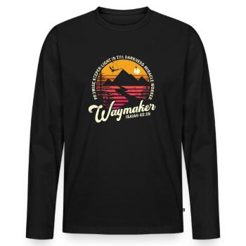 Waymaker Promise Keeper Miracle Worker - Men's Premium Organic Long Sleeve Shirt - black - Front - Nico (187cm)