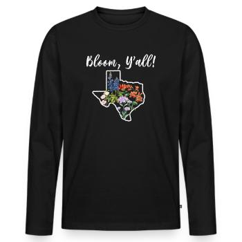 Wildflower Fields Wildflowers Bluebonnet - Men's Premium Organic Long Sleeve Shirt - black - Front - Nico (187cm)