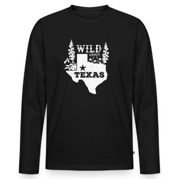 Wildflower Fields Wildflowers Bluebonnet - Men's Premium Organic Long Sleeve Shirt - black - Front - Nico (187cm)