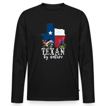 Wildflower Fields Wildflowers Bluebonnet - Men's Premium Organic Long Sleeve Shirt - black - Front - Nico (187cm)