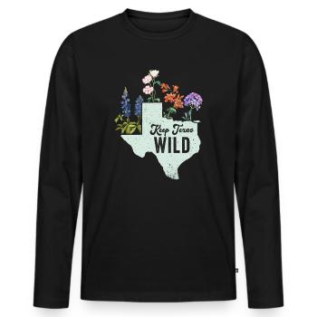 Wildflower Fields Wildflowers Bluebonnet - Men's Premium Organic Long Sleeve Shirt - black - Front - Nico (187cm)