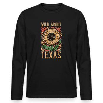 Wildflower Fields Wildflowers Bluebonnet - Men's Premium Organic Long Sleeve Shirt - black - Front - Nico (187cm)