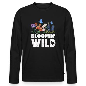 Wildflower Fields Wildflowers Bluebonnet - Men's Premium Organic Long Sleeve Shirt - black - Front - Nico (187cm)
