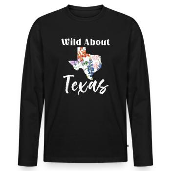 Wildflower Fields Wildflowers Bluebonnet - Men's Premium Organic Long Sleeve Shirt - black - Front - Nico (187cm)