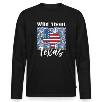 Wildflower Fields Wildflowers Bluebonnet - Men's Premium Organic Long Sleeve Shirt - black - Front - Nico (187cm)
