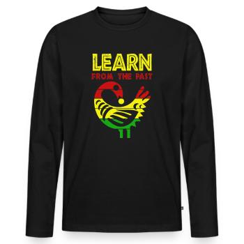 Symbole Sankofa Adinkra Ghana Noir - T-shirt manches longues Premium bio Homme - noir - Devant - Nico (187cm)