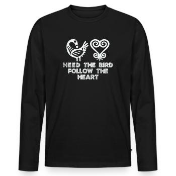 Symbole Sankofa Adinkra Ghana Noir - T-shirt manches longues Premium bio Homme - noir - Devant - Nico (187cm)