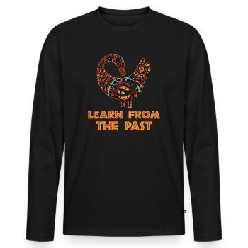 Symbole Sankofa Adinkra Ghana Noir - T-shirt manches longues Premium bio Homme - noir - Devant - Nico (187cm)