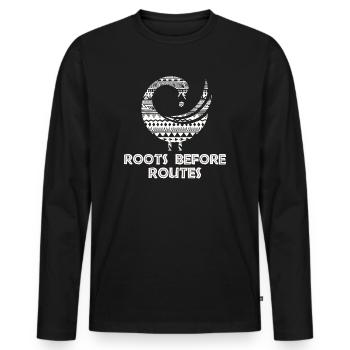 Symbole Sankofa Adinkra Ghana Noir - T-shirt manches longues Premium bio Homme - noir - Devant - Nico (187cm)