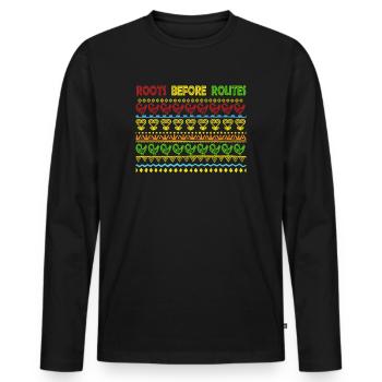 Symbole Sankofa Adinkra Ghana Noir - T-shirt manches longues Premium bio Homme - noir - Devant - Nico (187cm)