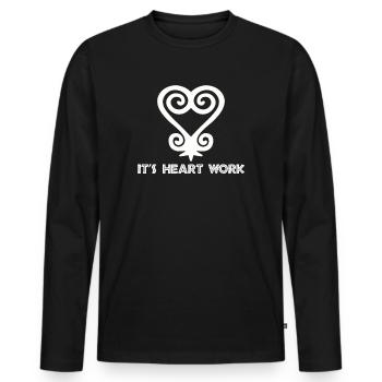 Symbole Sankofa Adinkra Ghana Noir - T-shirt manches longues Premium bio Homme - noir - Devant - Nico (187cm)