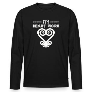 Symbole Sankofa Adinkra Ghana Noir - T-shirt manches longues Premium bio Homme - noir - Devant - Nico (187cm)