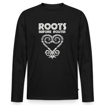 Symbole Sankofa Adinkra Ghana Noir - T-shirt manches longues Premium bio Homme - noir - Devant - Nico (187cm)