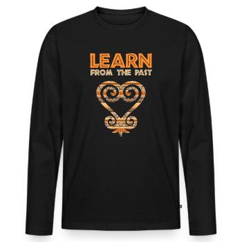 Symbole Sankofa Adinkra Ghana Noir - T-shirt manches longues Premium bio Homme - noir - Devant - Nico (187cm)