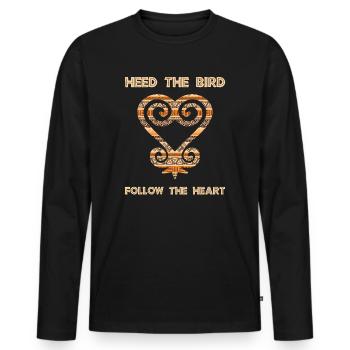 Symbole Sankofa Adinkra Ghana Noir - T-shirt manches longues Premium bio Homme - noir - Devant - Nico (187cm)