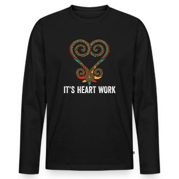 Symbole Sankofa Adinkra Ghana Noir - T-shirt manches longues Premium bio Homme - noir - Devant - Nico (187cm)