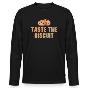 Goûtez le biscuit goûtez la bonté - T-shirt manches longues Premium bio Homme - noir - Devant - Nico (187cm)