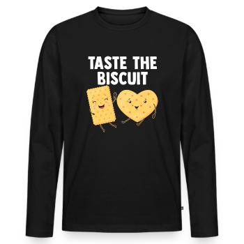 Goûtez le biscuit goûtez la bonté - T-shirt manches longues Premium bio Homme - noir - Devant - Nico (187cm)