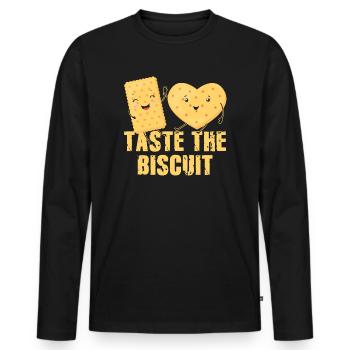 Taste The Biscuit Taste The Goodness - Men's Premium Organic Long Sleeve Shirt - black - Front - Nico (187cm)