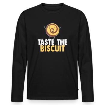Goûtez le biscuit goûtez la bonté - T-shirt manches longues Premium bio Homme - noir - Devant - Nico (187cm)