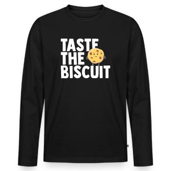 Goûtez le biscuit goûtez la bonté - T-shirt manches longues Premium bio Homme - noir - Devant - Nico (187cm)