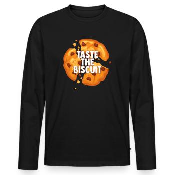 Goûtez le biscuit goûtez la bonté - T-shirt manches longues Premium bio Homme - noir - Devant - Nico (187cm)
