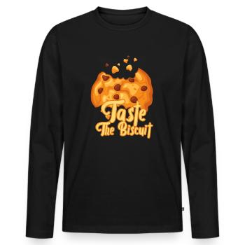 Goûtez le biscuit goûtez la bonté - T-shirt manches longues Premium bio Homme - noir - Devant - Nico (187cm)