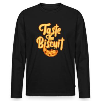Goûtez le biscuit goûtez la bonté - T-shirt manches longues Premium bio Homme - noir - Devant - Nico (187cm)