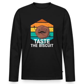 Goûtez le biscuit goûtez la bonté - T-shirt manches longues Premium bio Homme - noir - Devant - Nico (187cm)