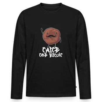 Schmecken Sie den Keks Schmecken Sie die Güte - Männer Premium Bio Langarmshirt - Schwarz - Vorne - Nico (187cm)