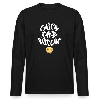 Goûtez le biscuit goûtez la bonté - T-shirt manches longues Premium bio Homme - noir - Devant - Nico (187cm)