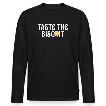 Goûtez le biscuit goûtez la bonté - T-shirt manches longues Premium bio Homme - noir - Devant - Nico (187cm)