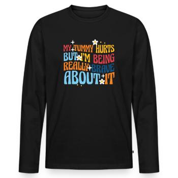 Mein Bauch tut weh, aber ich bin wirklich - Männer Premium Bio Langarmshirt - Schwarz - Vorne - Nico (187cm)