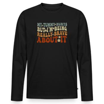 Mein Bauch tut weh, aber ich bin wirklich - Männer Premium Bio Langarmshirt - Schwarz - Vorne - Nico (187cm)