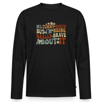 Mein Bauch tut weh, aber ich bin wirklich - Männer Premium Bio Langarmshirt - Schwarz - Vorne - Nico (187cm)
