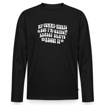 Mein Bauch tut weh, aber ich bin wirklich - Männer Premium Bio Langarmshirt - Schwarz - Vorne - Nico (187cm)
