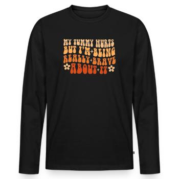Mein Bauch tut weh, aber ich bin wirklich - Männer Premium Bio Langarmshirt - Schwarz - Vorne - Nico (187cm)