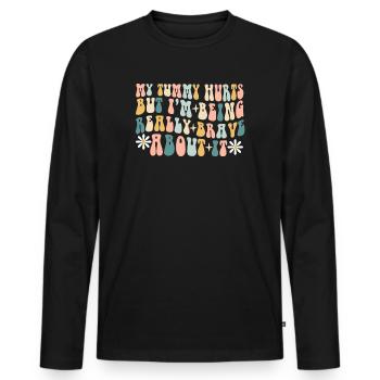 Mein Bauch tut weh, aber ich bin wirklich - Männer Premium Bio Langarmshirt - Schwarz - Vorne - Nico (187cm)