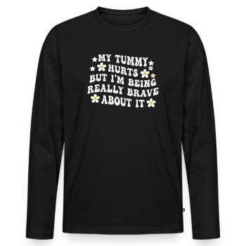 Mein Bauch tut weh, aber ich bin wirklich - Männer Premium Bio Langarmshirt - Schwarz - Vorne - Nico (187cm)