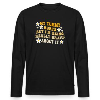 Mein Bauch tut weh, aber ich bin wirklich - Männer Premium Bio Langarmshirt - Schwarz - Vorne - Nico (187cm)