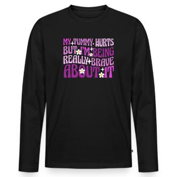 Mein Bauch tut weh, aber ich bin wirklich - Männer Premium Bio Langarmshirt - Schwarz - Vorne - Nico (187cm)